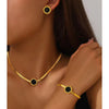 Luxury Gold-Tone Stainless Steel Necklace & Bracelet Jewelry Set for Women